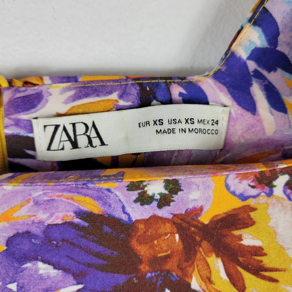 Zara Camilla Floral Square Neck Off The Shoulder Balloon Sleeve Mini Dress - Picture 8 of 11